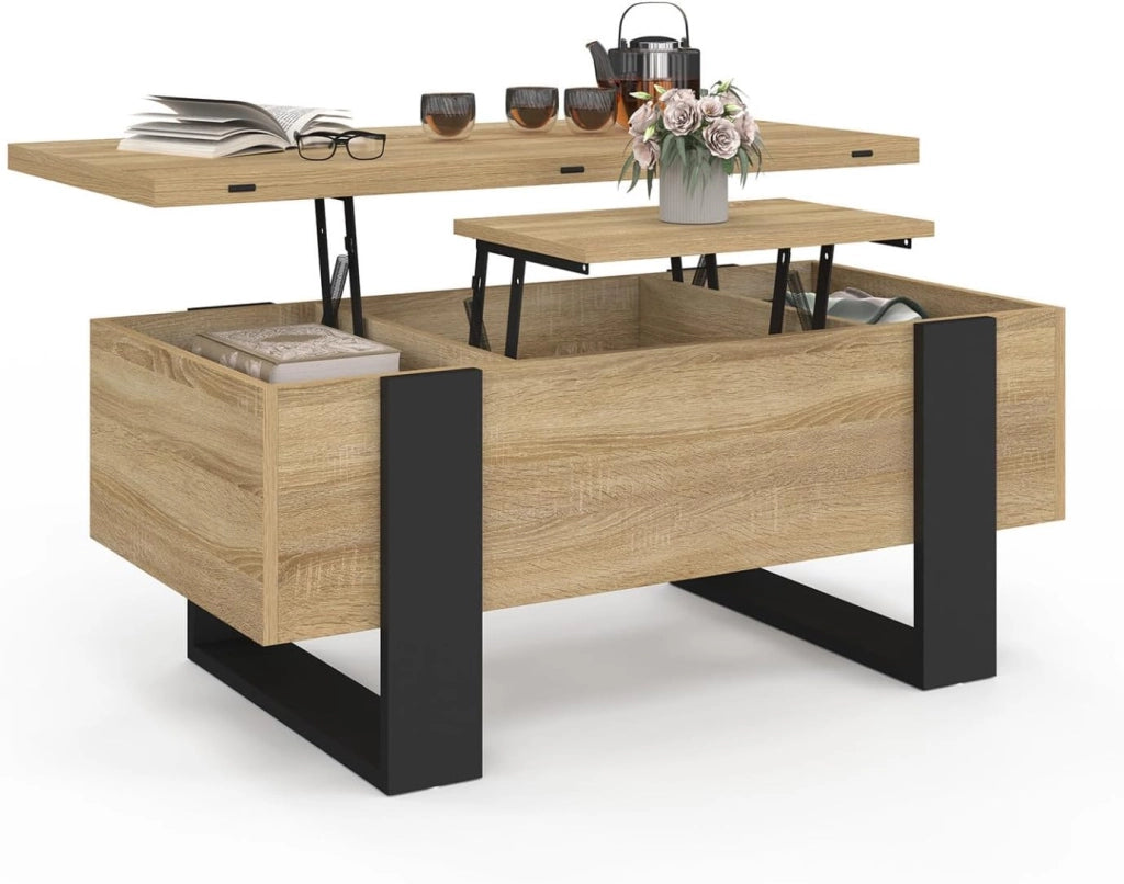 Tavolino rettangolare che si trasforma in un tavolo da pranzo di design industriale PHOENIX