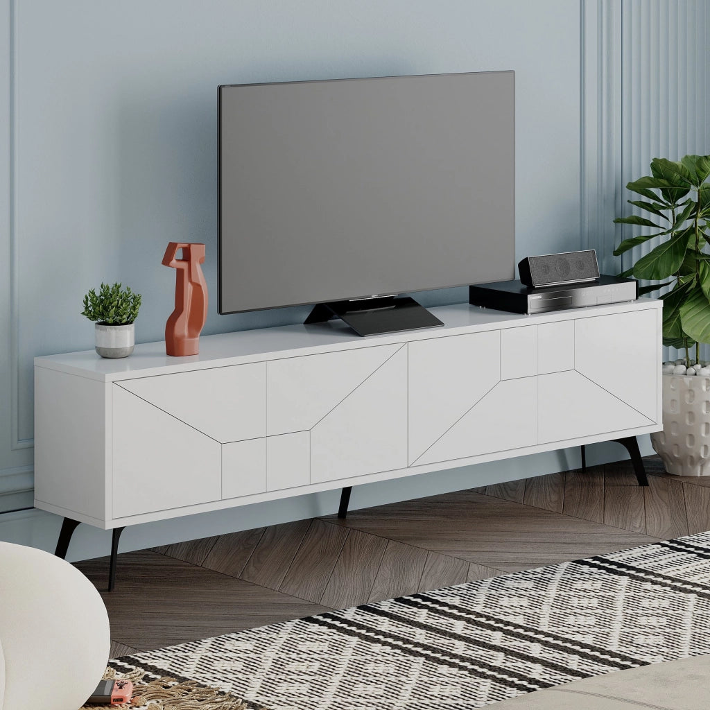 Porta TV in legno "Dune" - 180 x 29 x 50 cm - Bianco