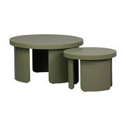 Set di 2 tavolini rotondi impilabili, verde kaki