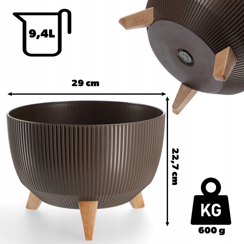 Vaso da giardino KADAX con gambe per fiori, grande ciotola rotonda da 29 cm
