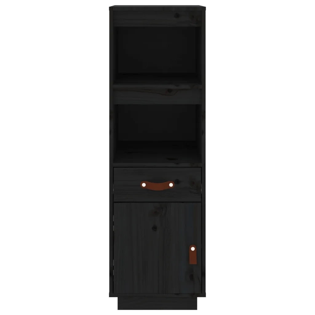 Credenza Nera 34x40x108,5 cm in Legno Massello di Pino 820156