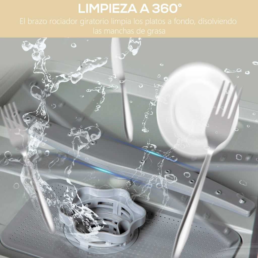 Lavastoviglie Piccolo con 5+1 Programmi Due Modalit¨¤ di Approvvigionamento Idrico Serbatoio Acqua 6L Display LED ¨C zephmum ¨C Bianco