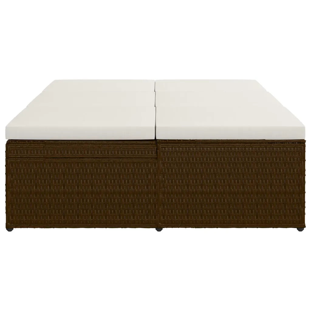 Lettino Prendisole Trasformabile con Cuscino Polyrattan Marrone cod mxl 68243