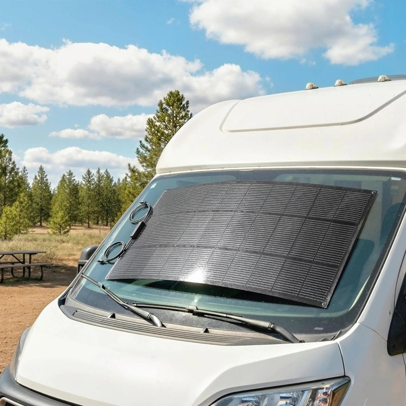 Caricabatterie portatile a pannello solare da esterno da 100 W 18 V con 2 porte USB, display LCD e grado di protezione IP67.