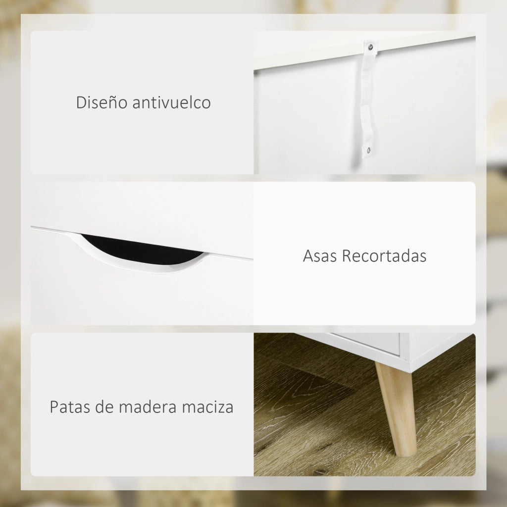 Cassettiera Moderna con 5 Cassetti ¨C Zephmum ¨C Legno Effetto Naturale e Bianco 60x40x77,5 cm