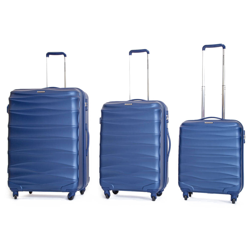 Set 3 Valigie Trolley Rigide in ABS 4 Ruote TSA Ravizzoni Infinity Blu