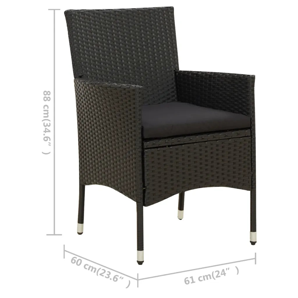Set Mobili da Giardino 7 pz con Cuscini in Polyrattan Nero cod mxl 38552