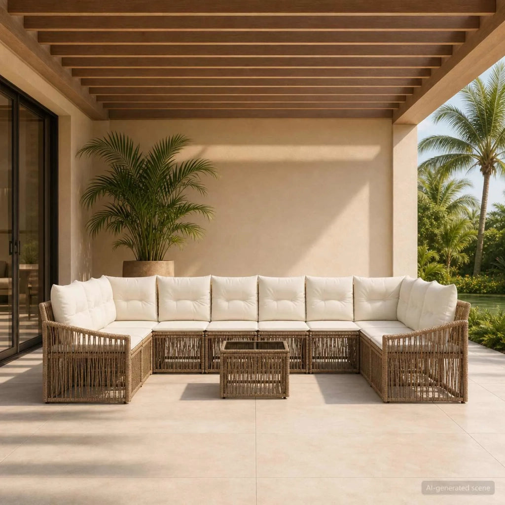Set Divano da Giardino 11 pcs Beige polyrattan 3436119