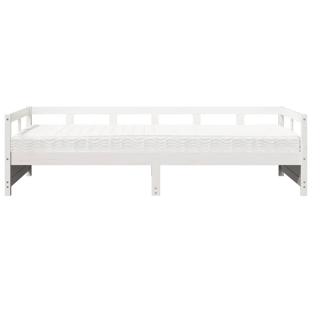 Dormeuse con Materasso Bianca 90x200 cm Legno Massello Pino