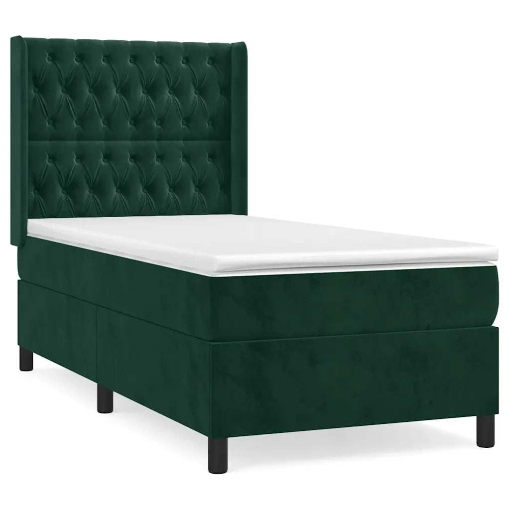 Giroletto a Molle con Materasso Verde Scuro 80x200 cm Velluto 3132828