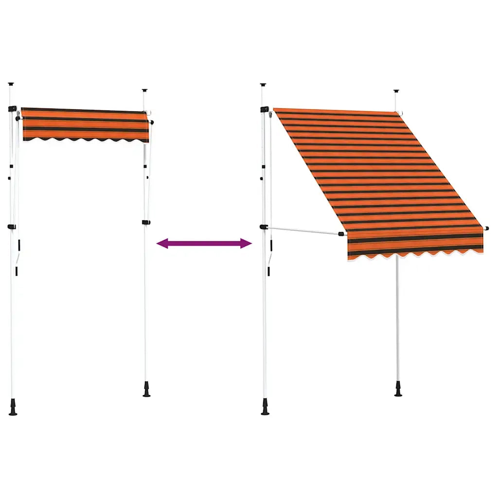 Tenda da Sole | Tenda parasole Retrattile Manuale 150 cm Arancione e Marrone