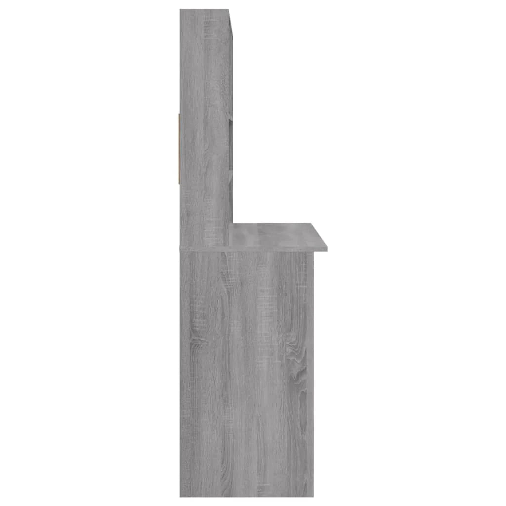 Scrivania tavolo postazione di lavoro scrivania per computer mobile da studio con ripiani rovere Sonoma 102 x 45 x 148 cm legno ingegnerizzato grigio 02_0023493