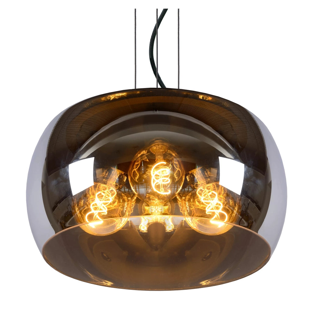 Sospensione OLIVIA vetro fumé nero 3xE27 40W Lucide