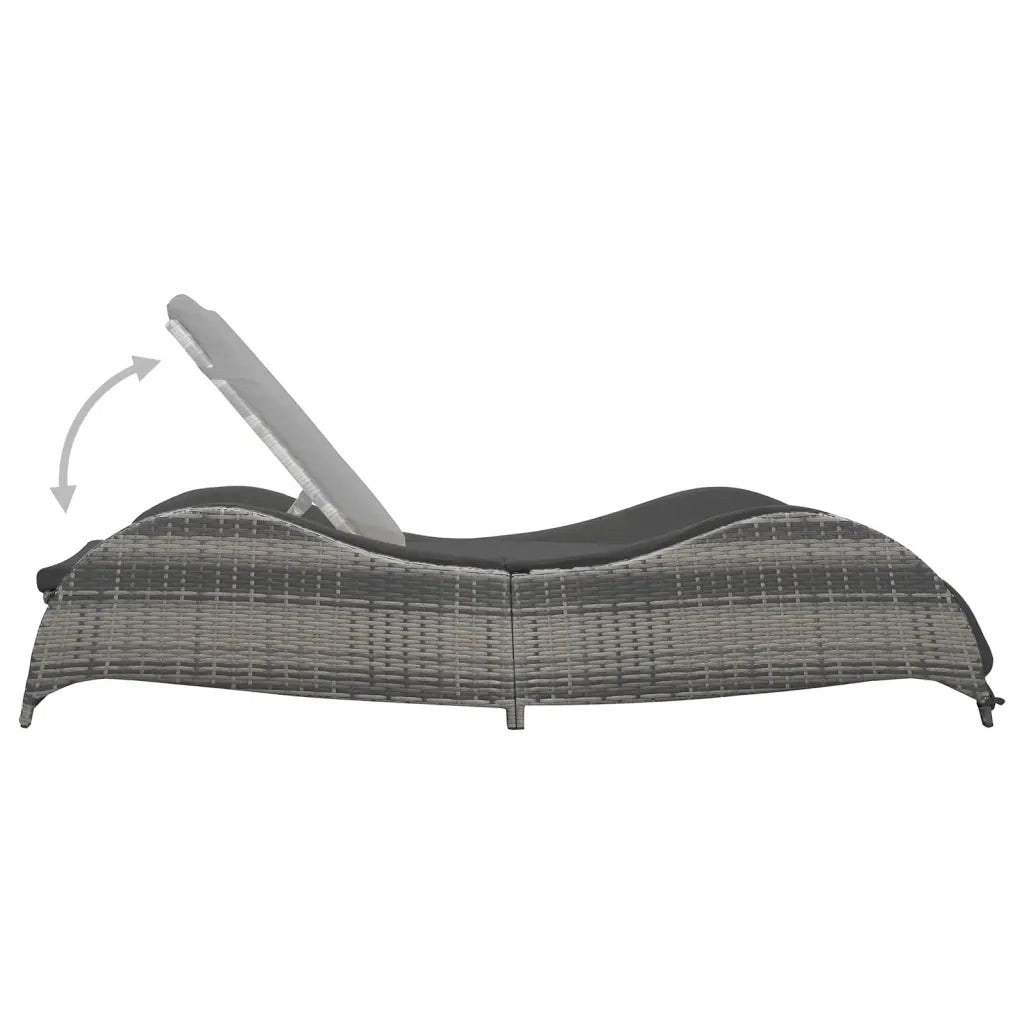 Lettino Prendisole | Sdraio da giardino | Lettino da sole con Cuscino in Polyrattan Antracite