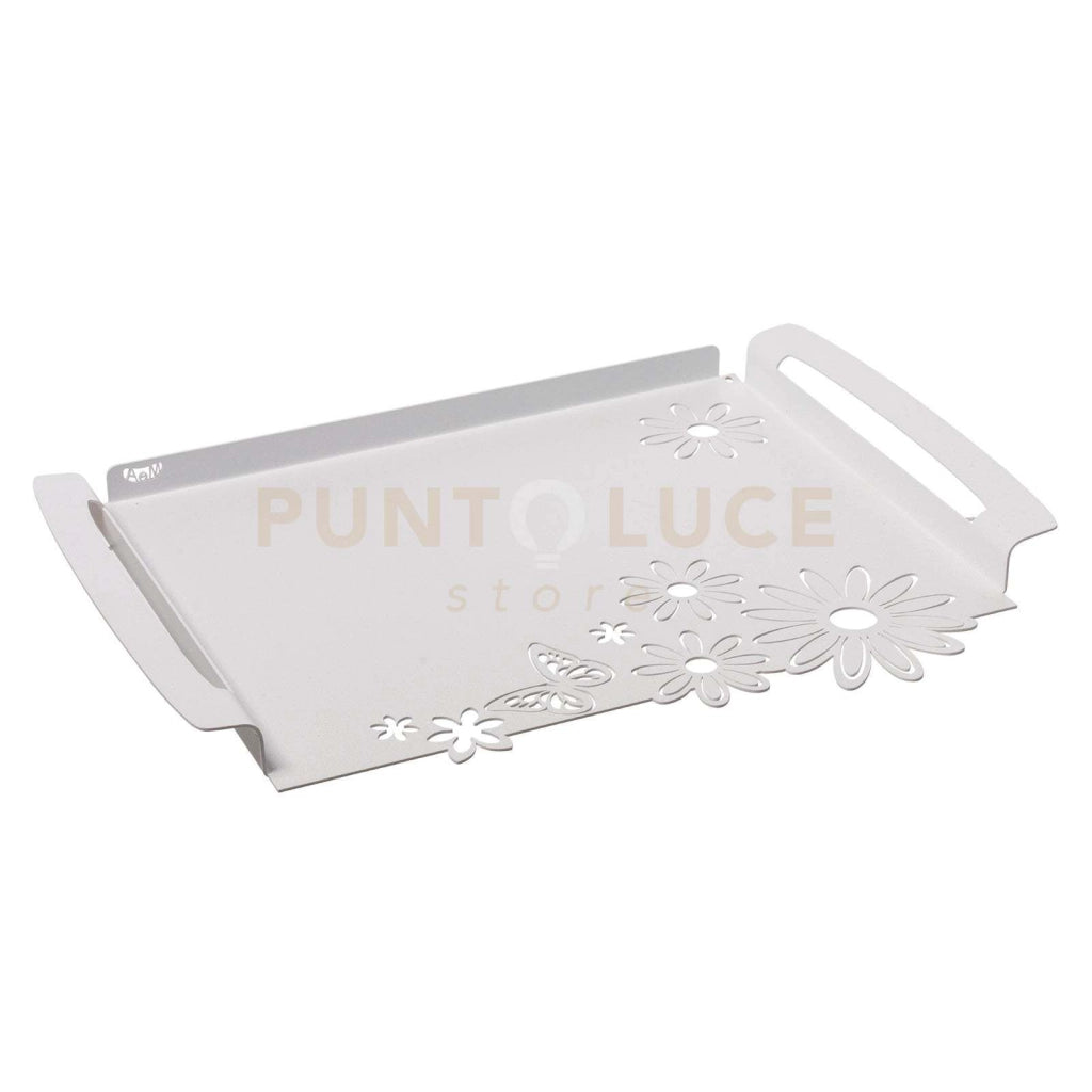 vassoio grande margherite Bianco marmo in Ferro 46x32cm