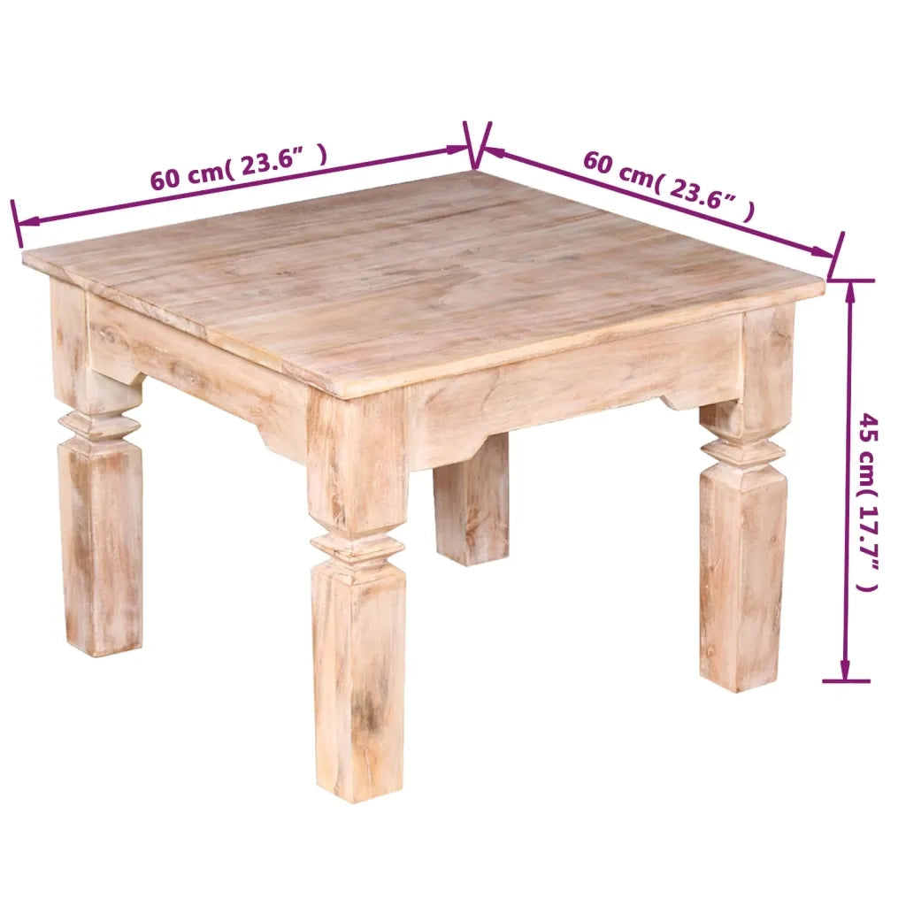 Tavolino da Salotto in Legno Massello di Acacia 60x60x45 cm 244052