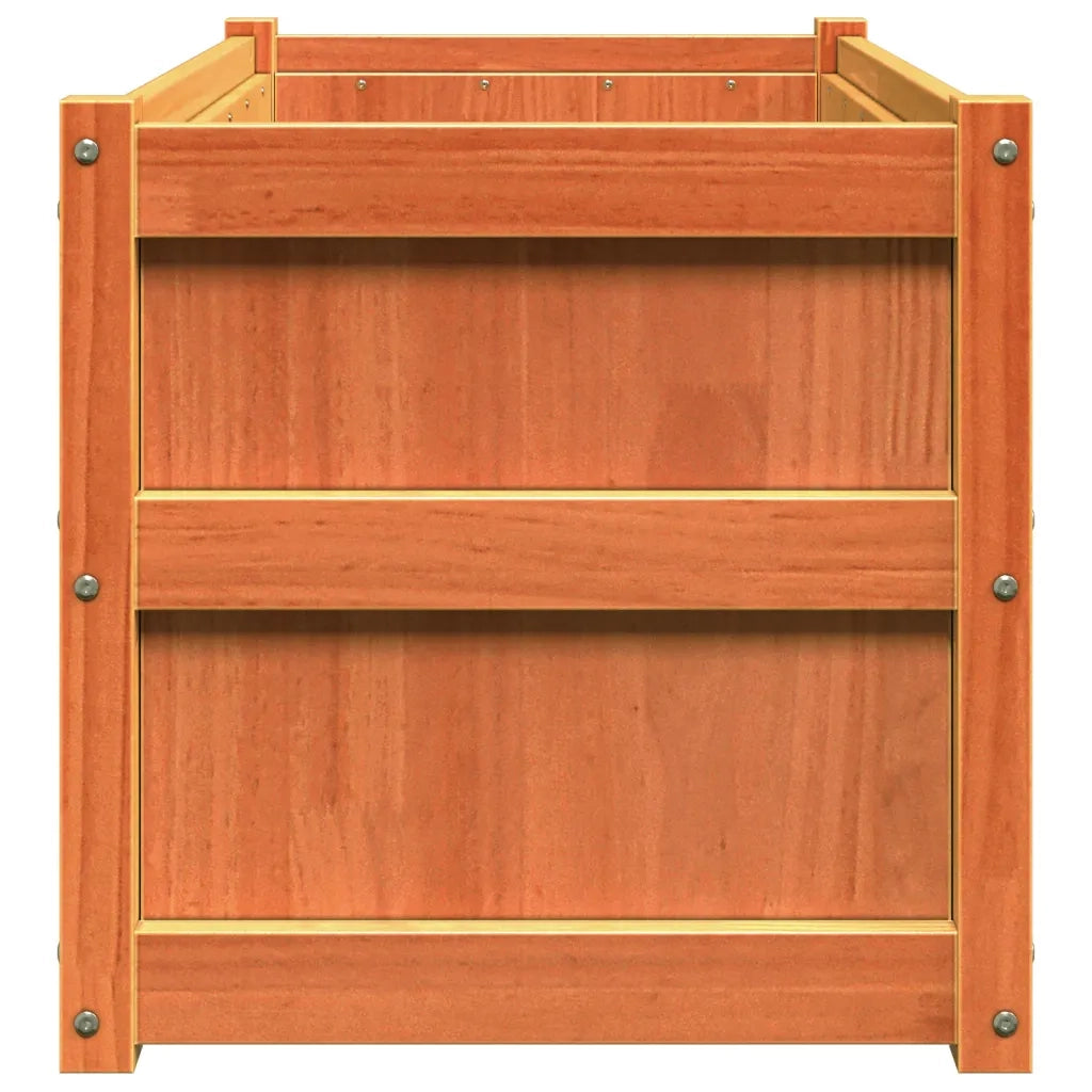 Fioriere da Giardino 2pz Marrone Cera Legno Massello di Pino 837464