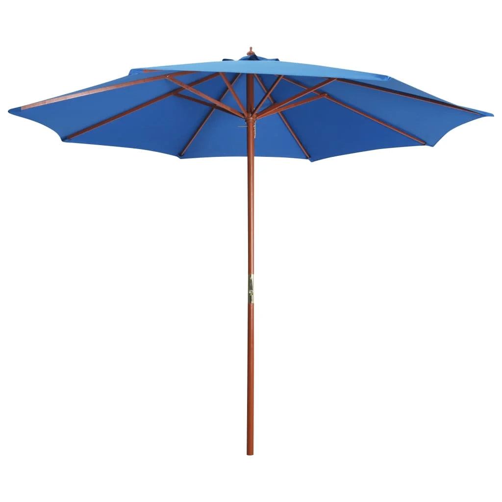 Ombrellone da giardino con palo in legno 300 x 258 cm blu 02_0008117