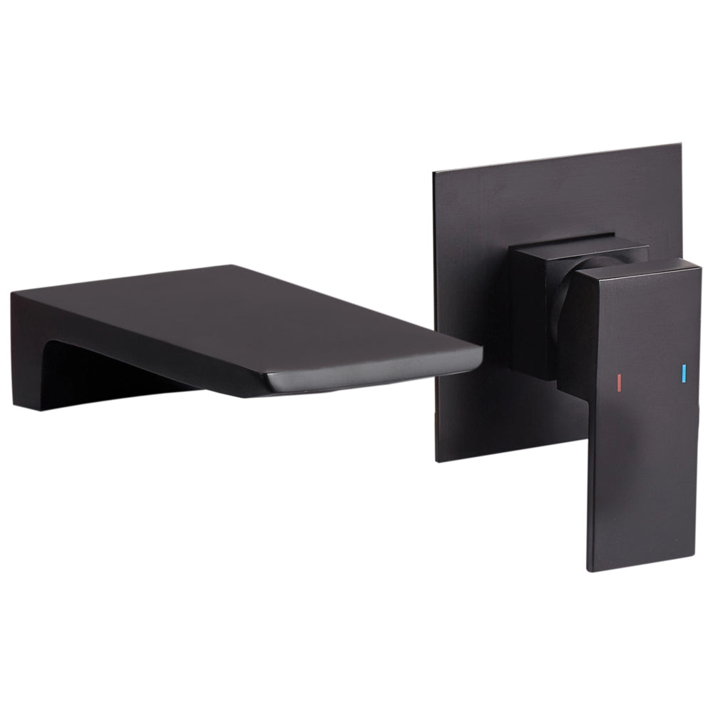 Rubinetto miscelatore per lavabo a parete in ottone nero monocomando