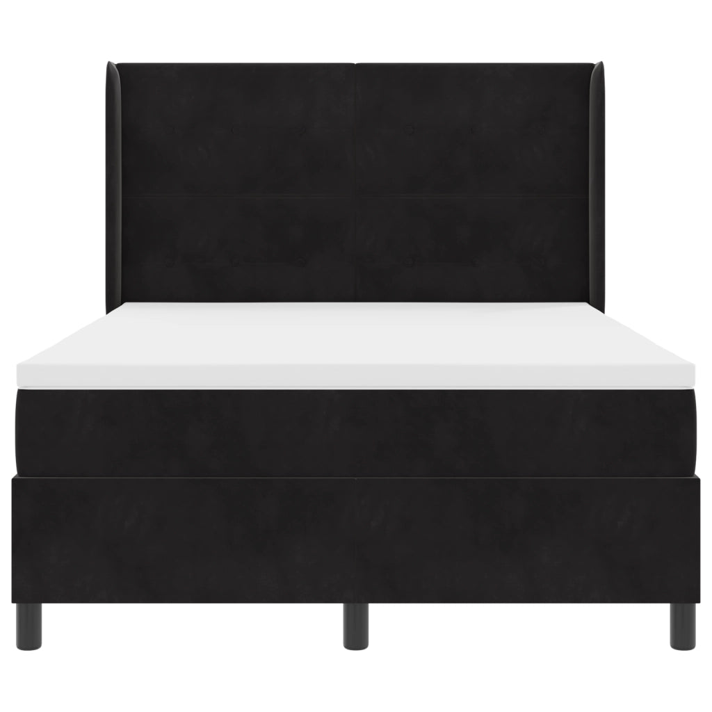 Letto con Box Spring e Materasso  Nero 160x200 cm Velluto