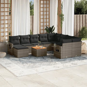 Set Divani da Giardino 11 pz con Cuscini in Polyrattan Grigiocod mxl 91173