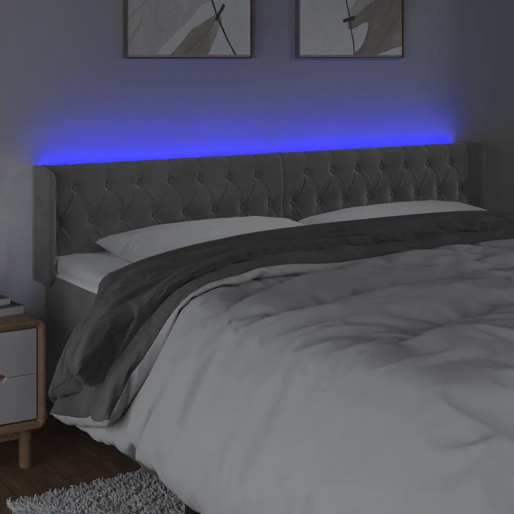 Testiera a LED Grigio Chiaro 183x16x78/88 cm in Velluto 3123632