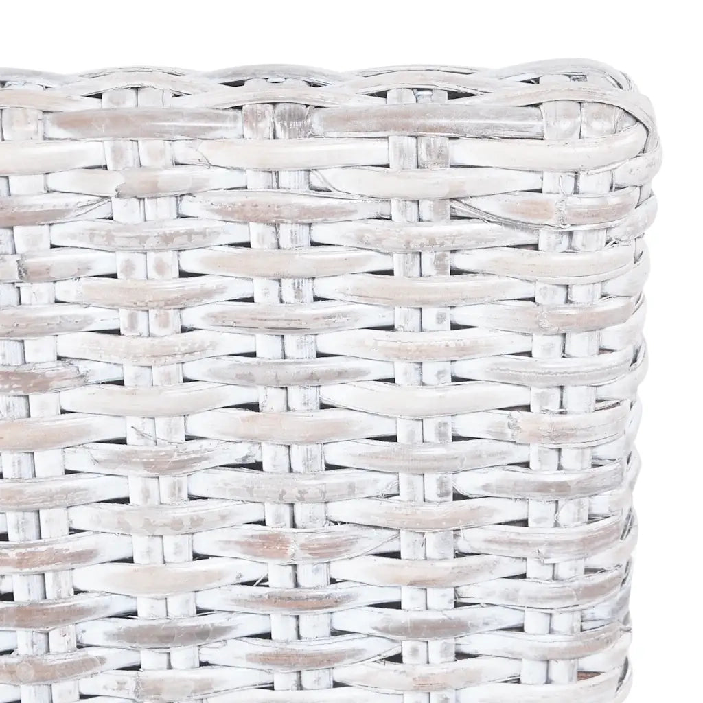 Sedie da Pranzo 4 pz Bianco in Rattan Kubu e Mango 275465