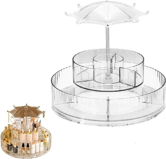 Organizzatore rotante di makeup - grande contenitore per cosmetici per la bellezza, camera da letto, bagno - contenitore per profumi, prodotti per la cura della pelle, eyeliner, matite per labbra