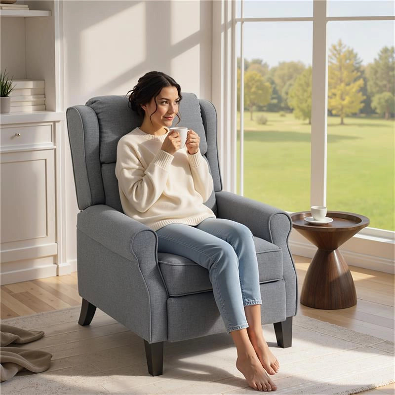 POLTRONA RECLINABILE 132¦ MAX IN TESSUTO EFFETTO LINO CON POGGIAPIEDI, 74X84X102 CM, GRIGIO