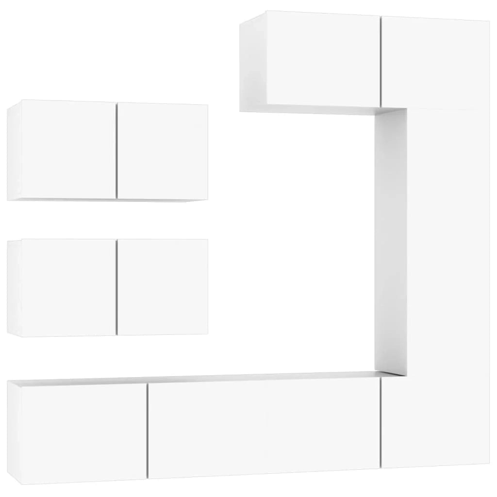 Set di mobili da 6 pezzi tra cui armadio credenza mobile TV televisore per soggiorno camera da letto salotto legno ingegnerizzato bianco 02_0025015