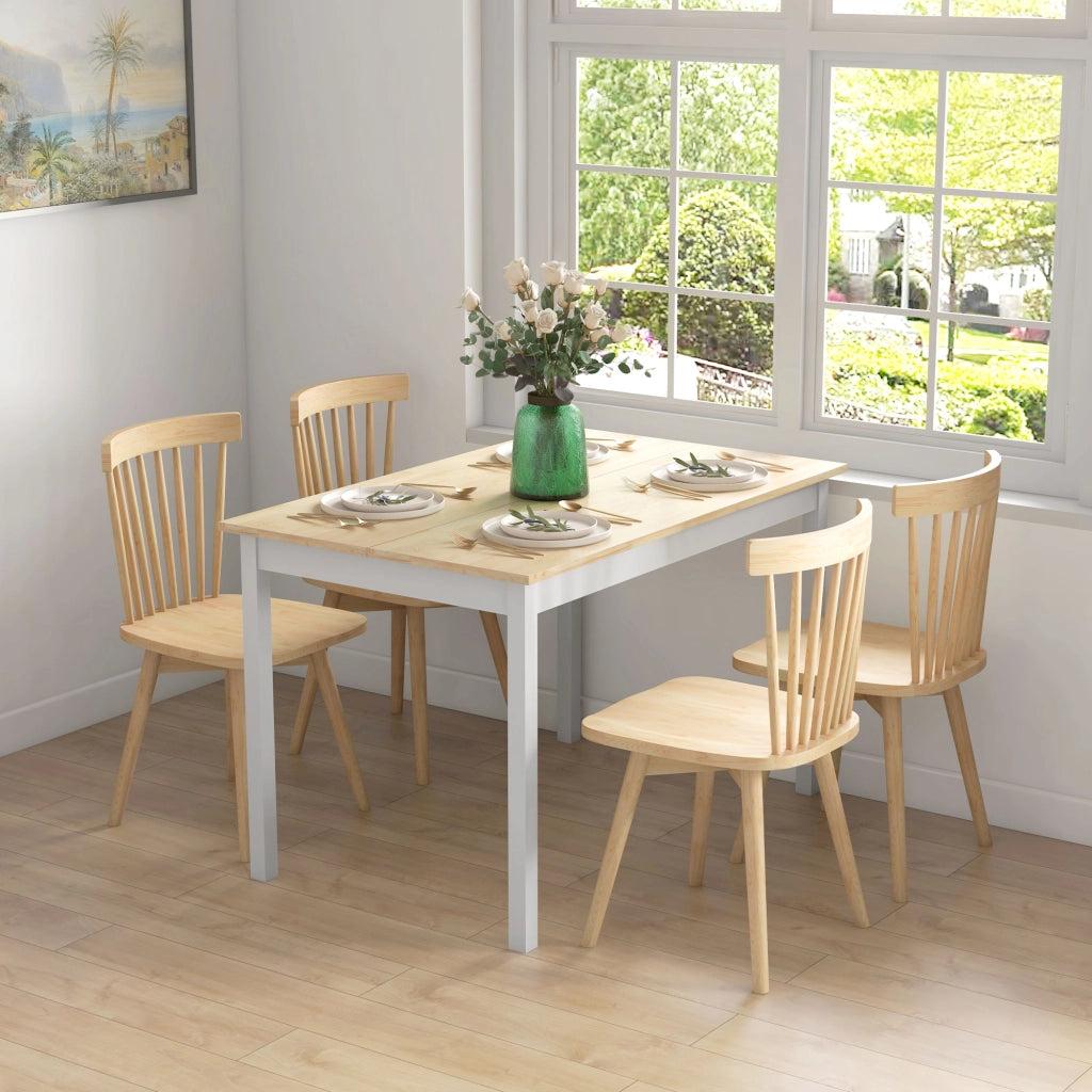 Tavolo da pranzo in legno massello design vintage ¨C Minimal ¨C naturale e bianco 120 cm