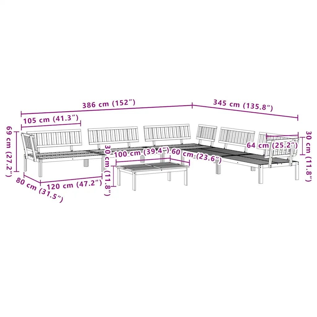 Set Divano Pallet da Giardino 6 pz in Legno Massello di Acacia 3209317