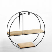 BACHECA DA PARETE STILE INDUSTRIAL CON 2 RIPIANI IN LEGNO 40X12X40CM