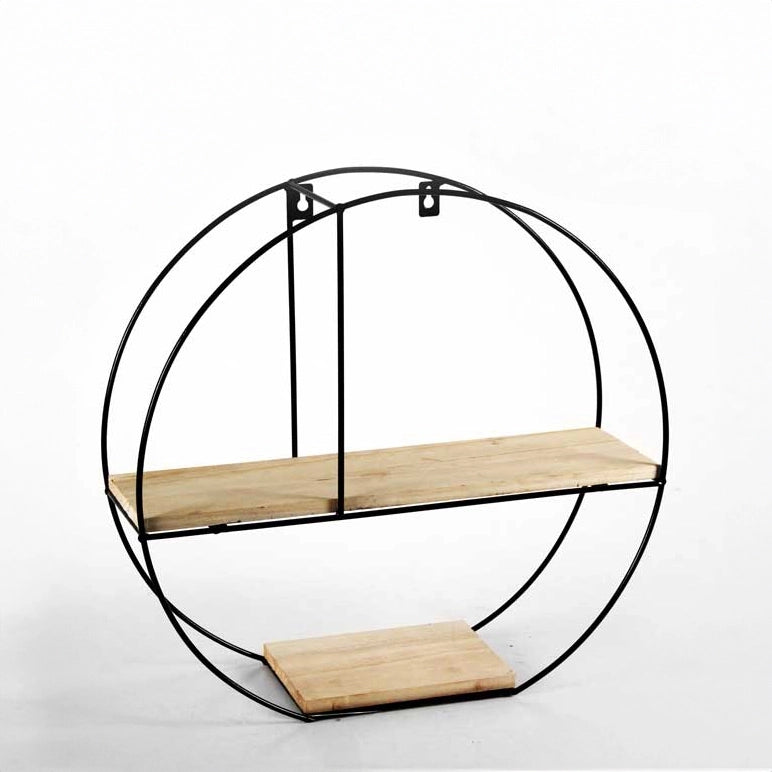 BACHECA DA PARETE STILE INDUSTRIAL CON 2 RIPIANI IN LEGNO 40X12X40CM