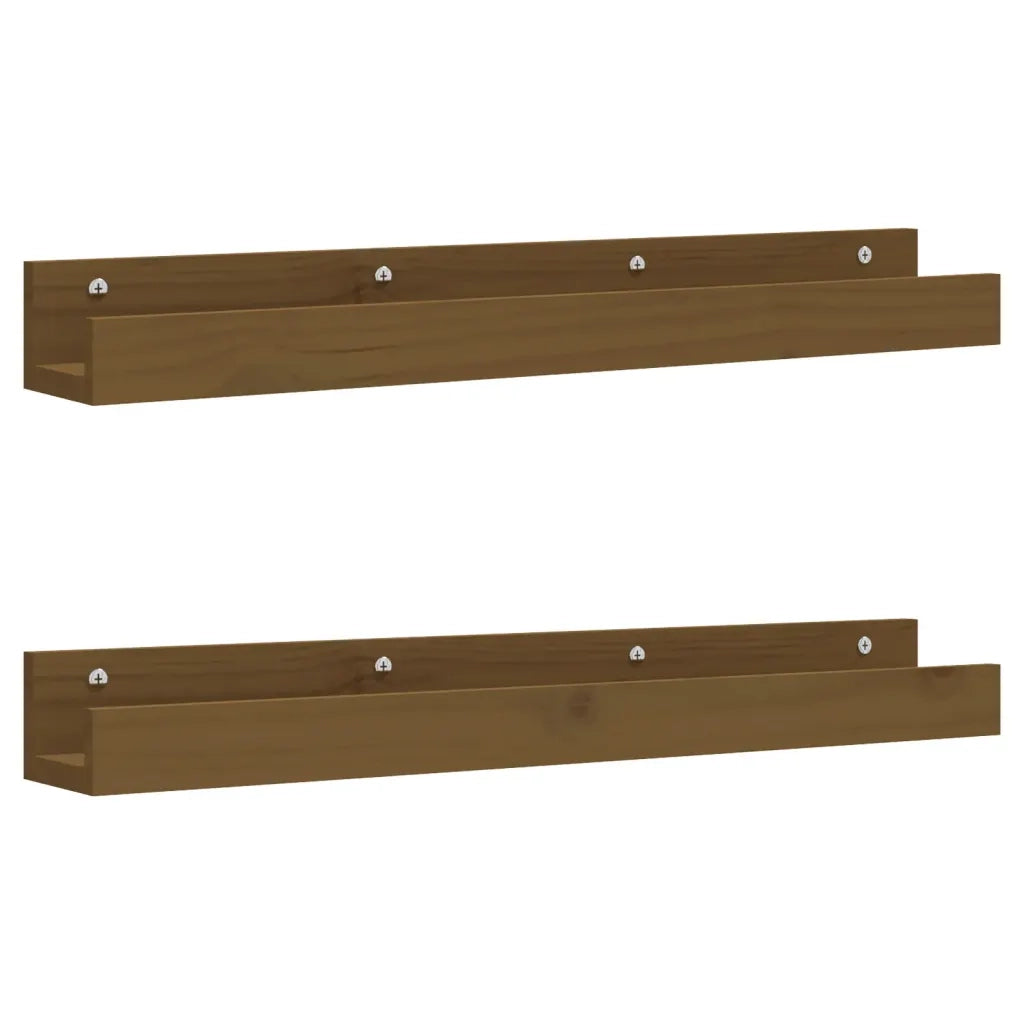 Mensole da Parete 2 pz Ambra 80x12x9cm Legno Massello di Pino 823592