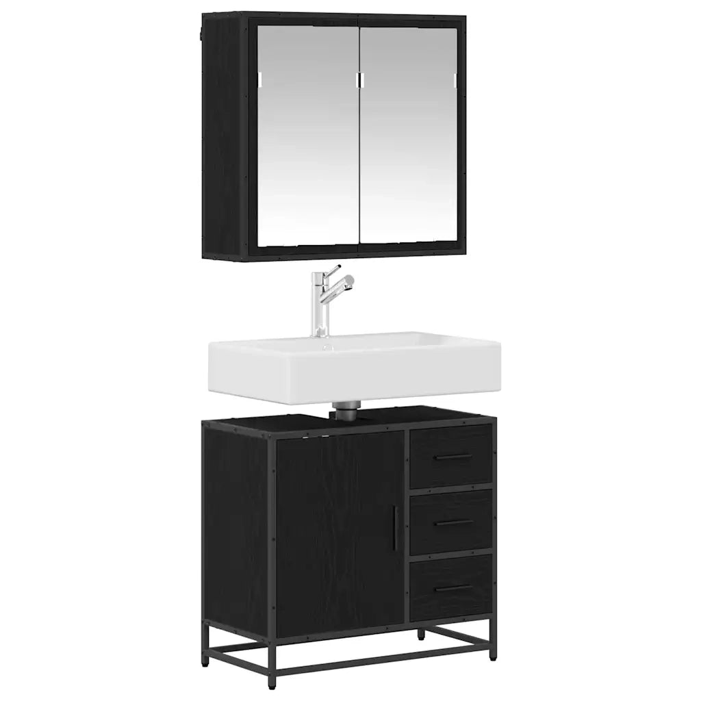 vidaXL Set di mobili per il bagno 2 pcs Rovere nero 65 x 33 x 60 cm