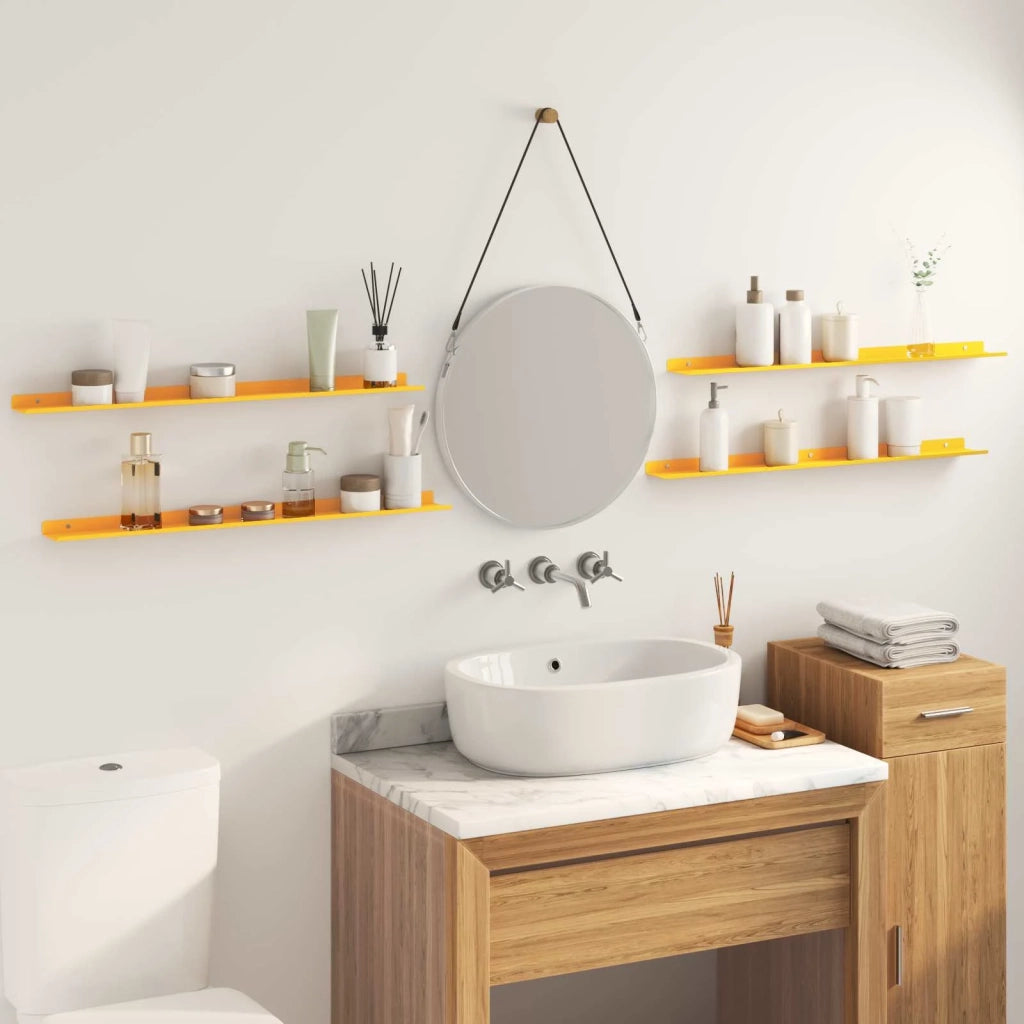 Mensola sospesa 4 pcs Giallo senape 80 x 9 x 2,5 cm Acciaio 8003979
