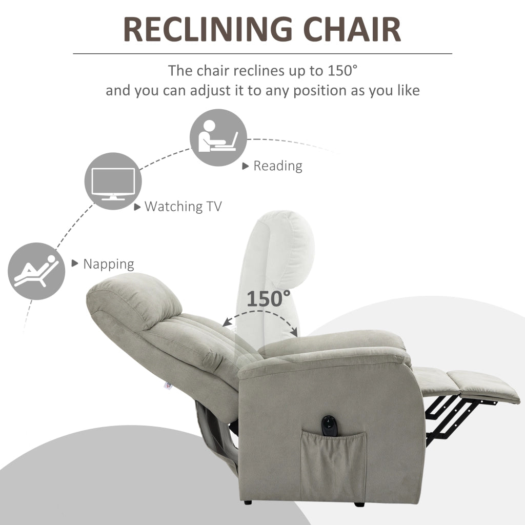 EasyComfort Poltrona Alzapersona Reclinabile 150° max con Telecomando e Poggiapiedi, 75x93x110 cm, Grigio
