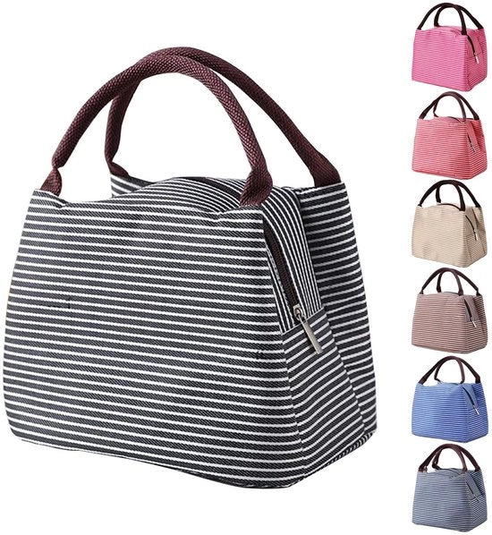 Borsa da Picnic Isolata, Tote Bag Resechevole, Borsa da Lavoro per Ufficio e Scuola (5.5L, Nero)