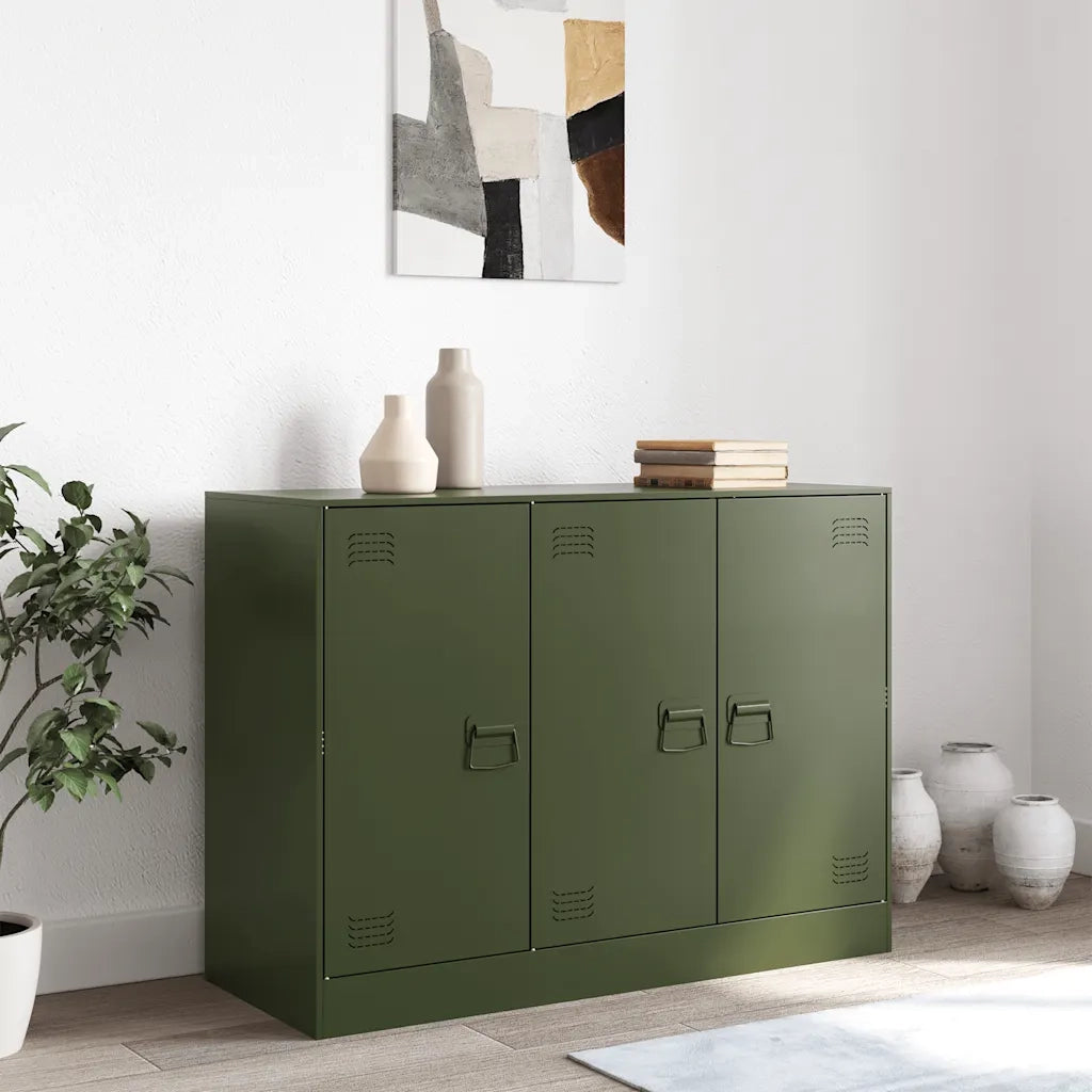 Credenza | Madia | Buffet da pranzo | Armadio da pranzo Verde Oliva 99x39x73 cm in Acciaio