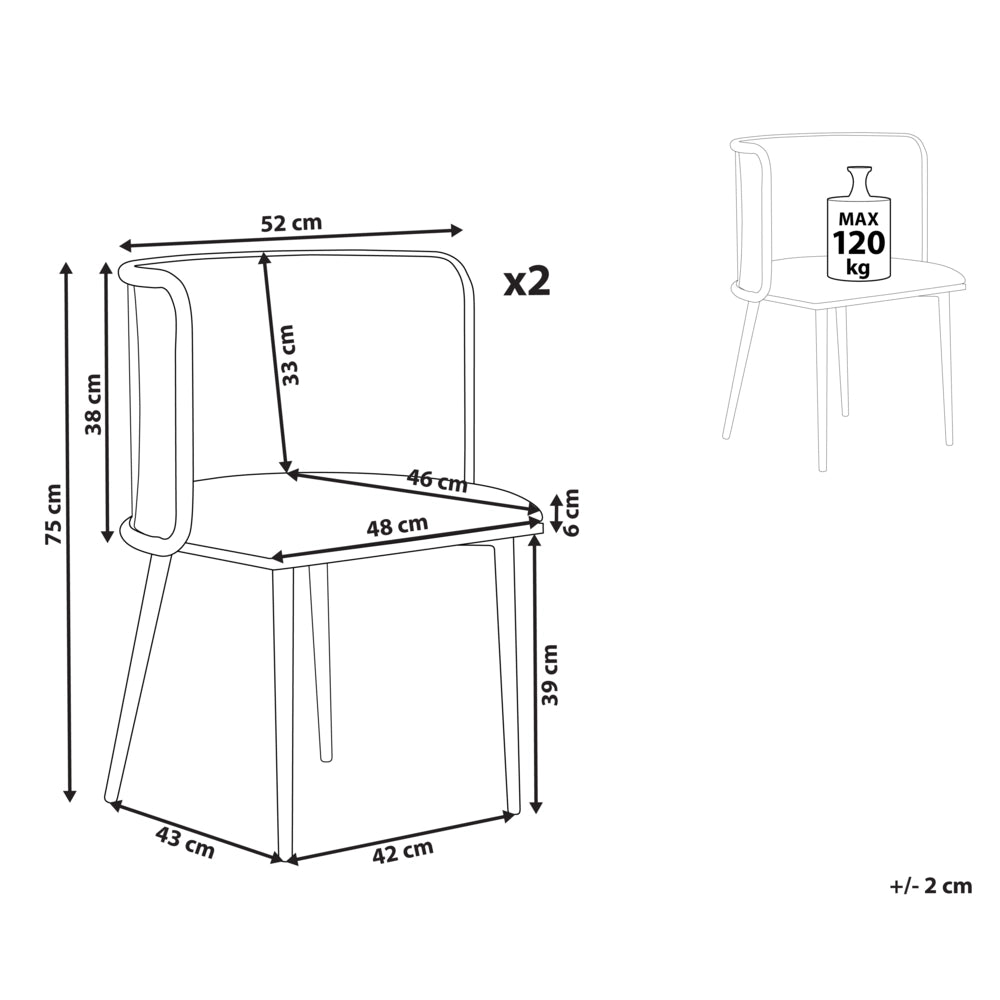 Set di 2 sedie da pranzo con seduta in tessuto e struttura in metallo nero effetto legno con intreccio viennese stile retrò soggiorno