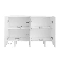 Credenza a goccia, con ante sagomate,  120×37,5×80,8 cm, Bianco