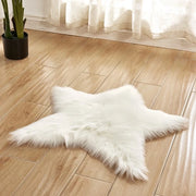 Tappeto stellare a cinque punte in piuma di vetro, resistente alle macchie, per camera da letto, 60*60 cm, lavabile in lavanderia (bianco).