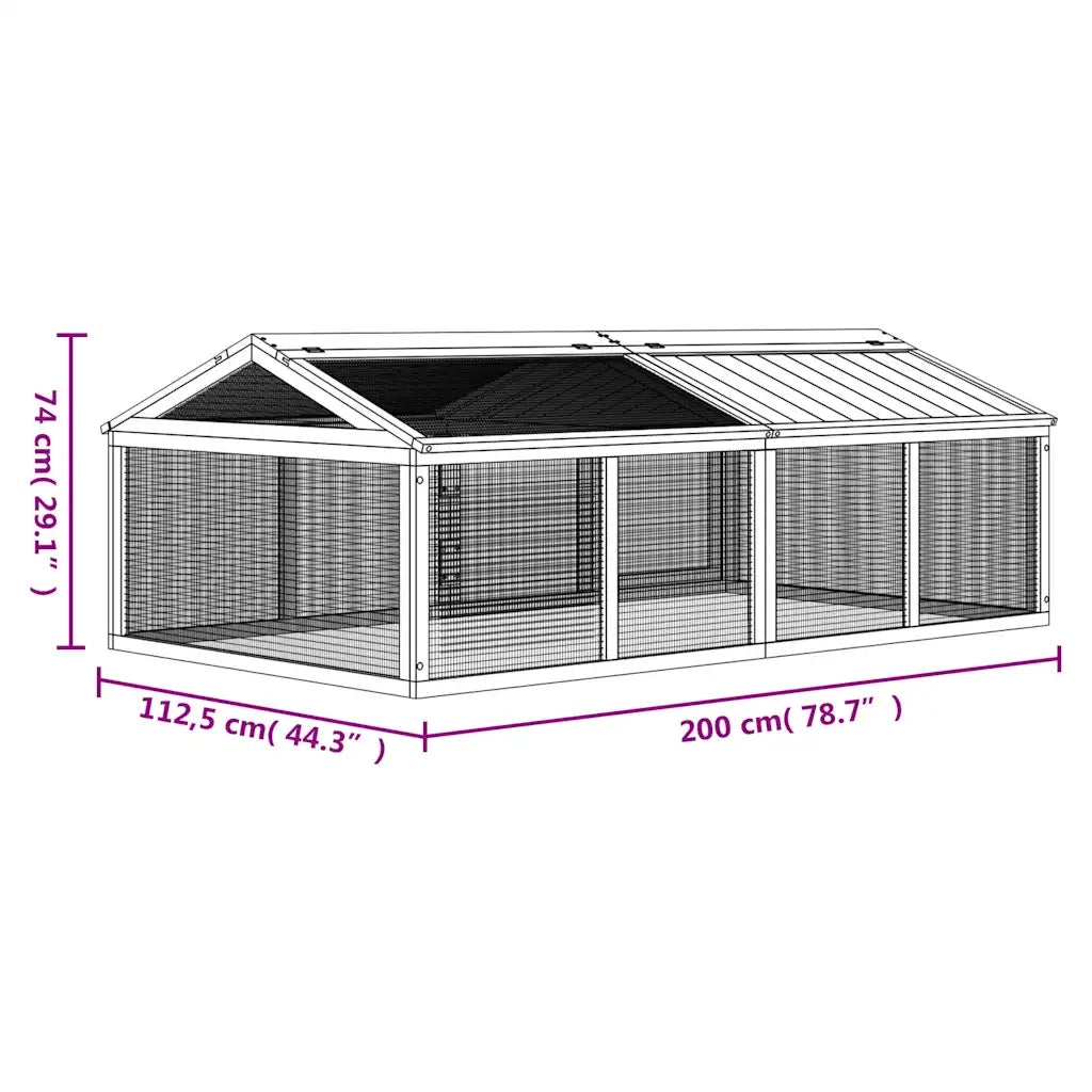 Box per Animali Moka 200x112,5x74 cm in Legno Massello di Pino CFW5760125