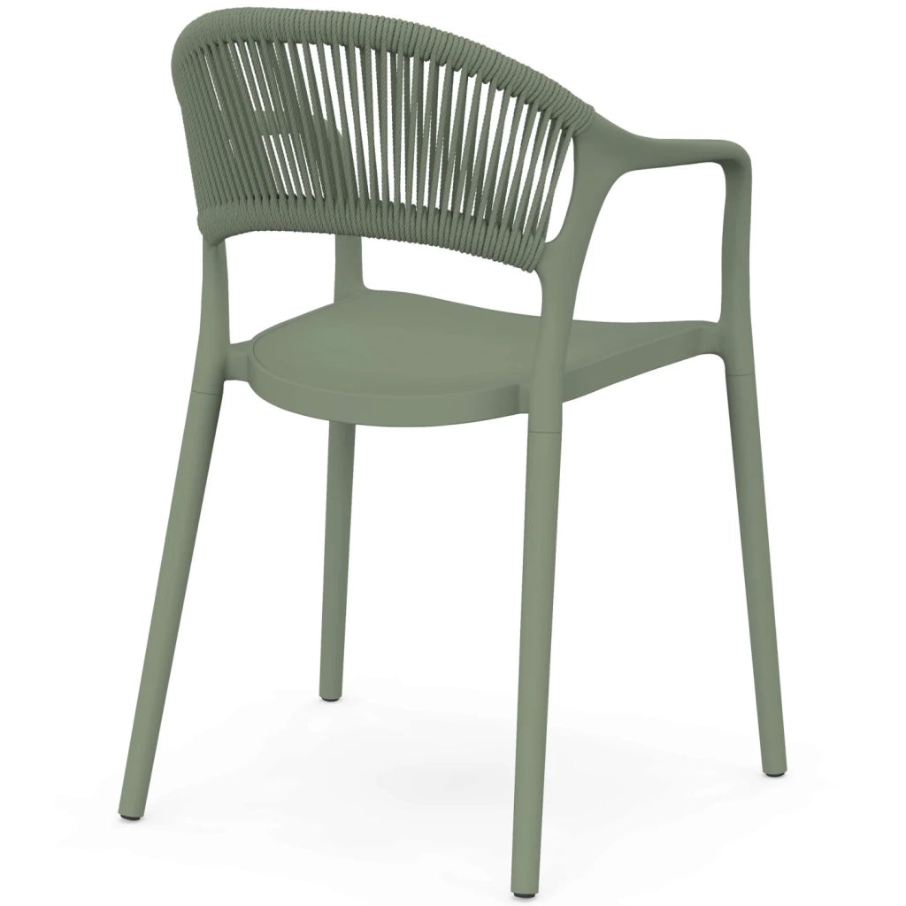 IDMarket - Set di 4 sedie da giardino impilabili ODELIA in polipropilene e cordame verde