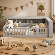 DESMIU Divano letto 140 × 200 cm 1 posto con presa, USB e vano contenitore, senza materasso, grigio