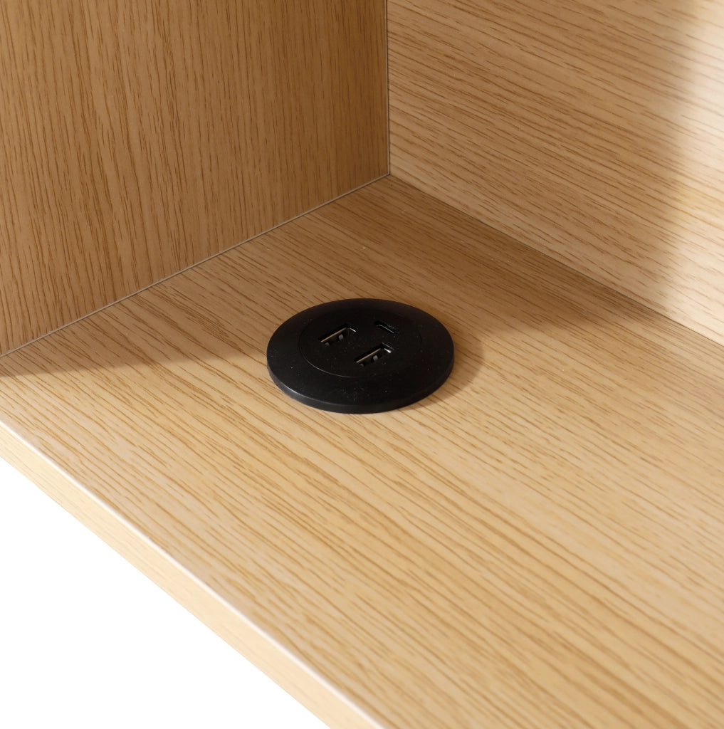 Letto imbottito grigio in velluto con contenitore, LED e USB-C