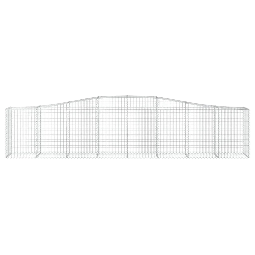 Cestini gabbioni recinzione a gabbia muro di contenimento ad arco 25 pezzi 400 x 50 x 80/100 cm ferro zincato argento 02_0040724