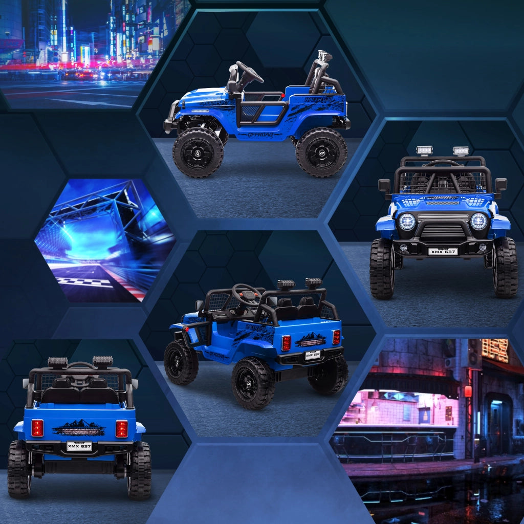 Macchina Elettrica Fuoristrada per Bambini  12V con Doppio Motore Telecomando e Luci Blu