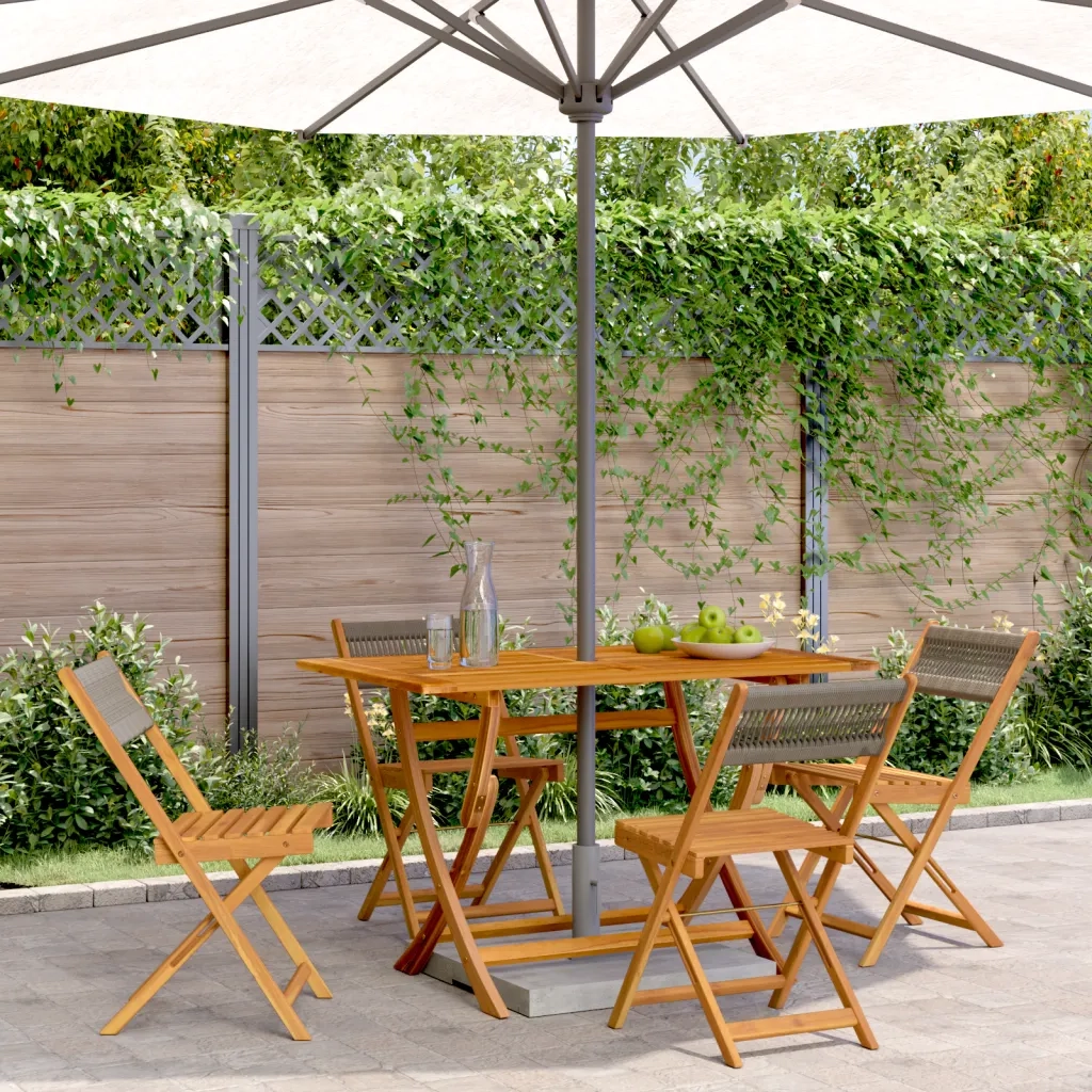 Sedie da Giardino Pieghevoli 4 pz | Sedie da Esterno Grigie Legno Massello Acacia